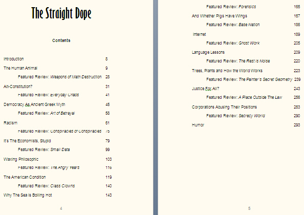 Table of Contents, The Straight Dope
